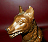 Antique Pair Nuart NYC 7" Tall Bronzed Spelter Shepherd Dog Bookends c. 1930