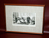 Antique Jules Garnier Framed Black & White Print - "The King Amuses Himself"