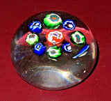Collectible 2.5" Modern Multi-Color Millefiori Hand Blown Art Glass Paperweight