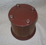 Retro Style 13.5" Tall Wood Wastebasket Garbage Can w/ Metal Rim & Base