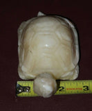 Vintage Collectible 4" Long Hand Carved Onyx Box Turtle Figure Sculpture