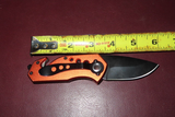 Small 6" Long Orange & Black Folding Pocket Knife w/ Belt Loop