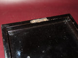 Vintage Shizouka Japanese Black Lacquered Wood Hand Painted Floral Flip-Lid Box