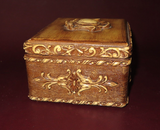 Vintage Hand Carved 6x5" Rectangular Wooden Flip Lid Jewelry Trinket Box