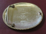 TEX-TAN "Debbie Nelson" Western Belt Buckle w/ Bronze Cowboy & Sterling Front