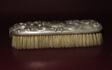 Antique 7.5" Long Ornate Silverplate Clothing Brush - Engraved May to Amos 1906