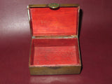 Vintage Hand Enameled 3.5x2.5" Chinese Brass Flip Lid Trinket Box - Sold As-Is