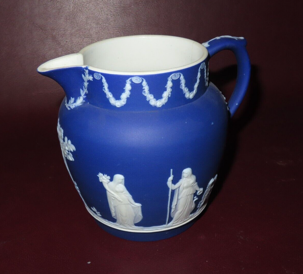 Vintage 5" Tall Wedgwood Vibrant Cobalt Blue Jasperware Pitcher No. 36 - England