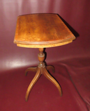 Antique Small Crotch-Cut Mahogany 4-Legged Pedestal Base Occasional End Table