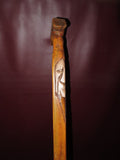 Vintage 37" Hand Carved Indian Face Arts & Crafts Style Wood Walking Stick Cane