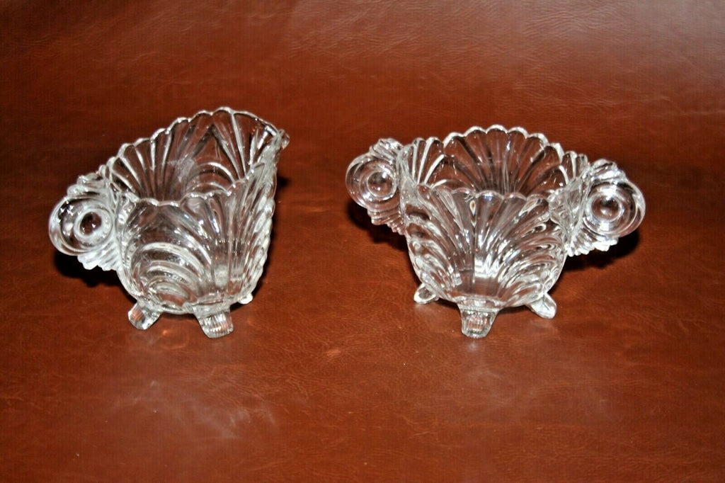 Classic Cambridge Footed Clear Glass Cream & Sugar Set - Caprice Style