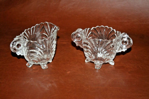 Classic Cambridge Footed Clear Glass Cream & Sugar Set - Caprice Style