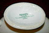Vintage Shenango China 9" Long White Porcelain Gravy Boat w/ Blue-Green Trim