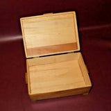 Vintage 10" Footed Flip-Lid Dovetailed Wooden Jewelry Box - Couple & Bench Scene