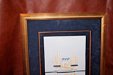 Commemorative 1998 China Air Show 20x23" Wood Velvet Framed Boeing 717 Head Rest