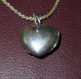 Vintage Sterling Silver & Clear Gemstone Heart Shaped 1" Locket & Chain Necklace