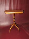 Antique Small Crotch-Cut Mahogany 4-Legged Pedestal Base Occasional End Table