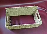 Vintage Style Rectangular Double-Handled Woven Rope Basket w/ Flip-Up Bottom