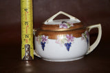Vintage Japanese Hand Pained Nippon Porcelain & Gilt Lidded Sugar Bowl