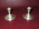 Antique Pair 3.5" Short Weighted Sterling Silver Candlestick Holders - No. 80