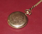 Antique Working Hampden Model 5 Open Face 12s 7-Jewel Pocket Watch w/ Fob Chain