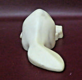 Vintage 5" Long Miniature White Faux Marble Beaver on Log Figurine