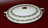 Vintage Penn China Double Handle Lidded Tureen Serving Dish w/ 18kt Gold Trim