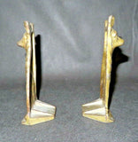 Antique Pair 6.5" Tall Cast Iron Coyote Dog Bookends w/ Antique Gilt Finish