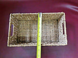 Vintage Style Rectangular Double-Handled Woven Rope Basket w/ Flip-Up Bottom