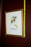 Antique Gilt Framed Fashion Print of Bride w/ Floral Veil -1905 J.L. Austen Co.