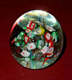 Collectible 3" Modern Multi-Color Millefiori Hand Blown Art Glass Paperweight