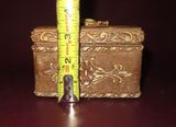 Vintage Hand Carved 6x5" Rectangular Wooden Flip Lid Jewelry Trinket Box