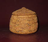 Vintage Small Native American Chehalis Tribal Lidded Woven Bark Basket c. 1930