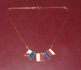 Vintage 15" Monet Triple Red White & Blue Nautical Sailing Flag Necklace