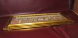 Vintage Gilt Wood Framed 34" Long Christian Tapestry - Jesus & the Last Supper