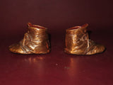 Antique Pair 4" Long Copper Coated Children's Baby Shoes - Marked 22/40