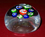 Collectible 2.5" Modern Multi-Color Millefiori Hand Blown Art Glass Paperweight