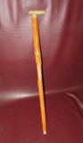 Vintage 38" Hand Carved Spooky Face Arts & Crafts Style Wood Walking Stick Cane