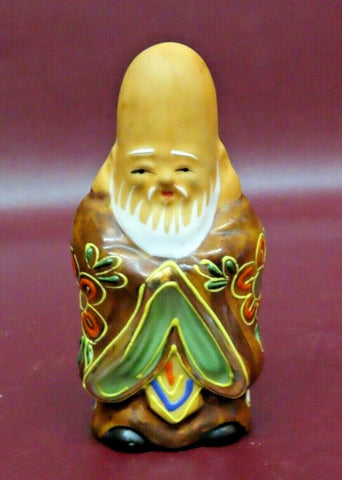 Vintage Small 3.5" Tall Japanese Porcelain Moriage Style Buddha Figurine