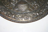 European Style 17" Round Hanging Brass Tray Embossed w/ Tavern Pub Scene