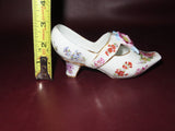 Vintage Meissen Style German 6" Porcelain High Heel Slipper Shoe w/ Floral Decor