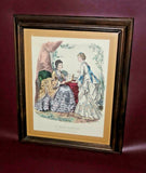 Antique Wood Framed Adele-Anais Colin-Toudoze "La Mode Illustree" Fashion Print