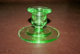 Pair Vintage 3.5" Art Deco Green Glass Candlestick Holders