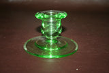 Pair Vintage 3.5" Art Deco Green Glass Candlestick Holders