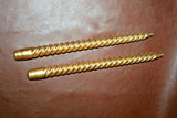 Pair Large Vintage Brass Candlesticks w/ Decorative Painted Gold Twist Candles