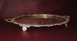 Vintage 25" Long Oval Double Handle Footed Silverplate Serving Platter TJ 29734