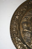 European Style 17" Round Hanging Brass Tray Embossed w/ Tavern Pub Scene