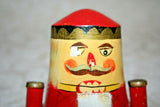 Vintage 5.5" Hand Painted 5-Piece Red Nutcracker Santa Russian Stacking Doll Set