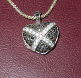 Vintage Sterling Silver & Clear Gemstone Heart Shaped 1" Locket & Chain Necklace