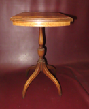 Antique Small Crotch-Cut Mahogany 4-Legged Pedestal Base Occasional End Table